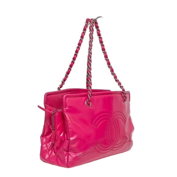 CHANEL Vintage Hot Pink Patent Leather Tote Bag - Picture 2 of 12